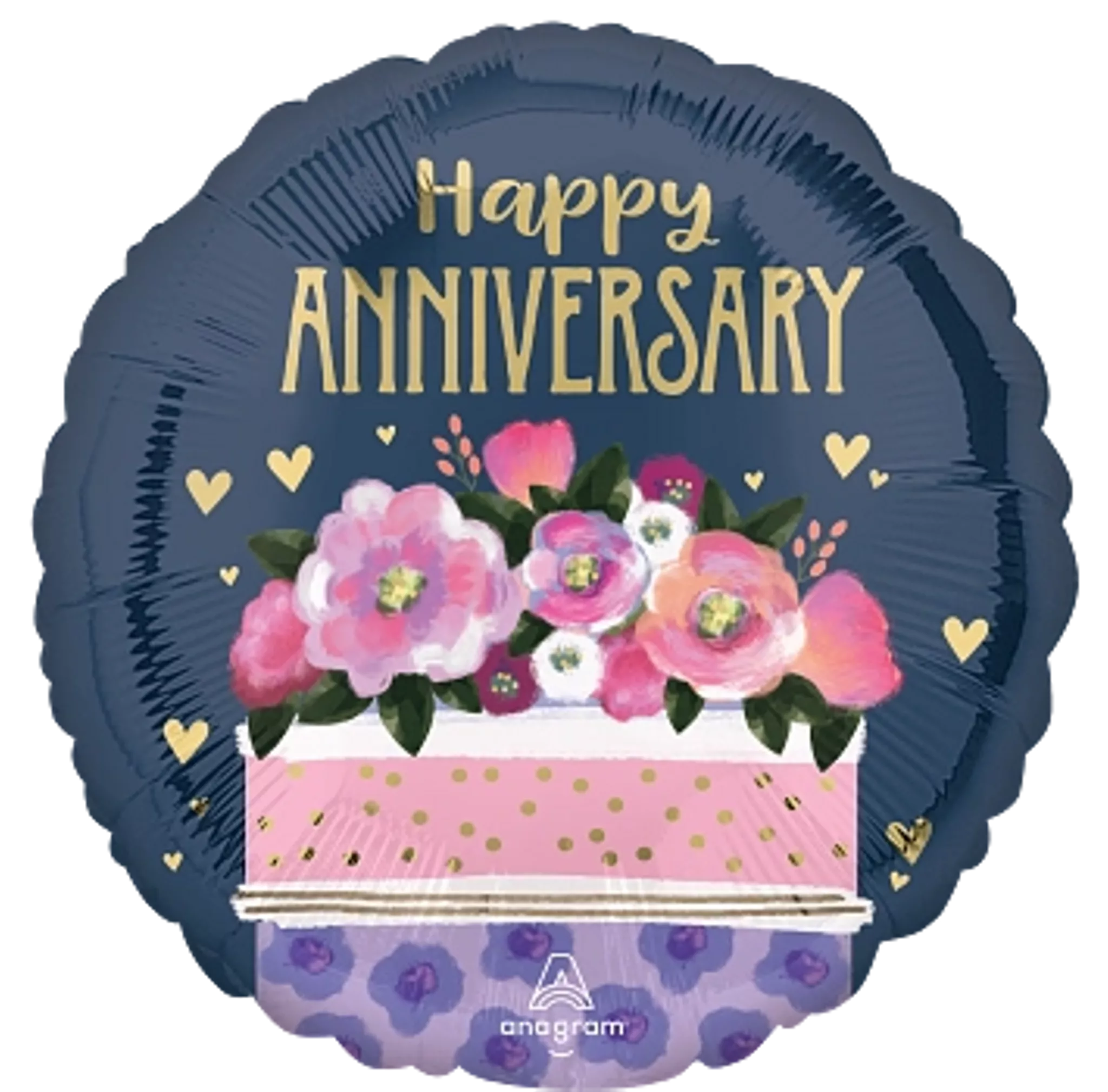 Anagram Anniversary Cake 18" Round Foil Balloon