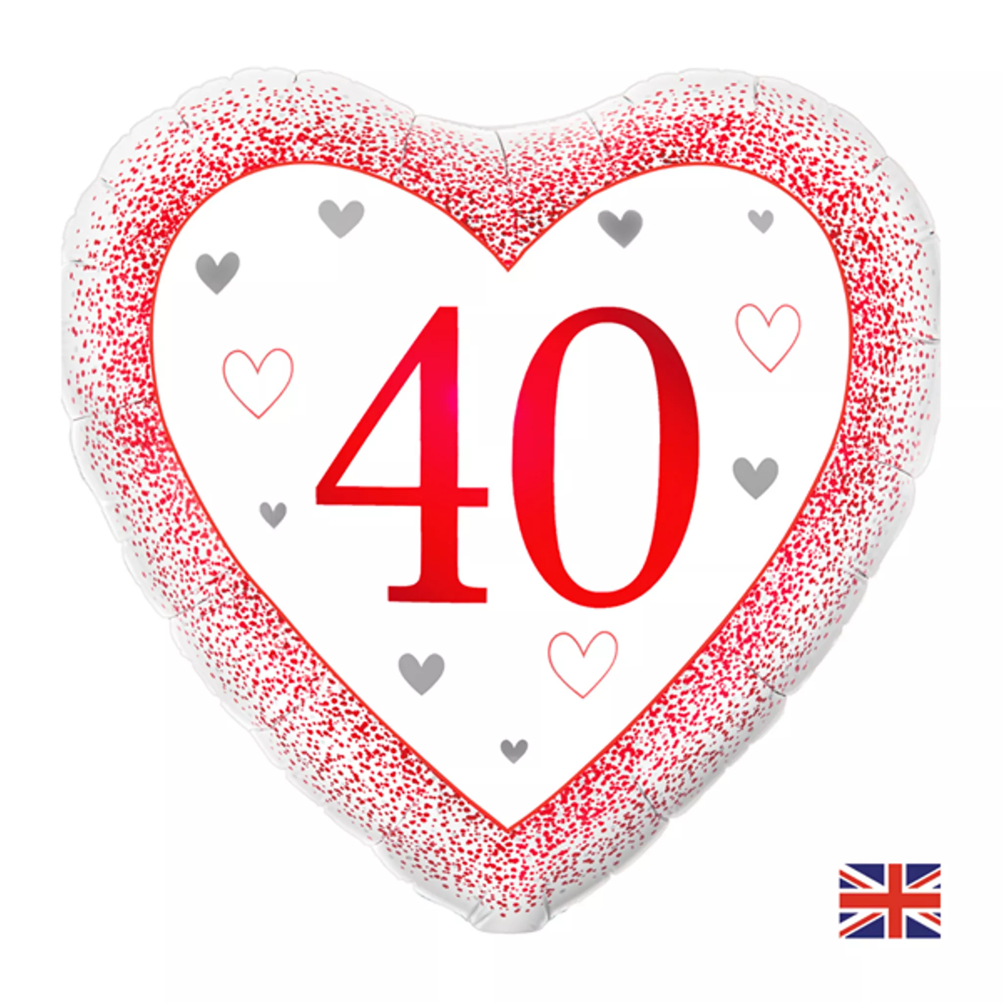 Oaktree Happy 40th Anniversary 18" Heart Foil Balloon