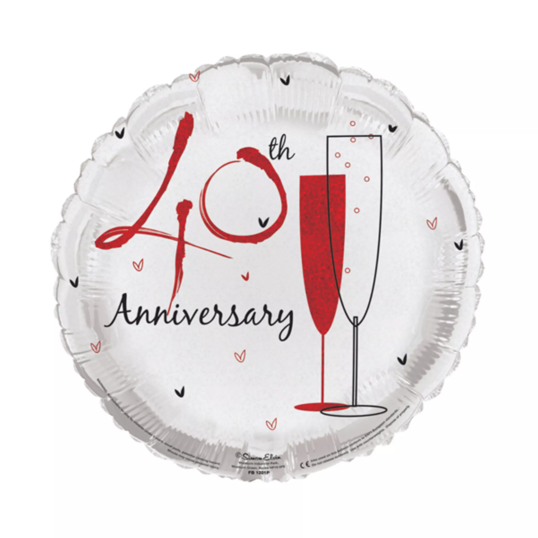 Simon Elvin Ruby Wedding Anniversary Round 18" Foil Balloon