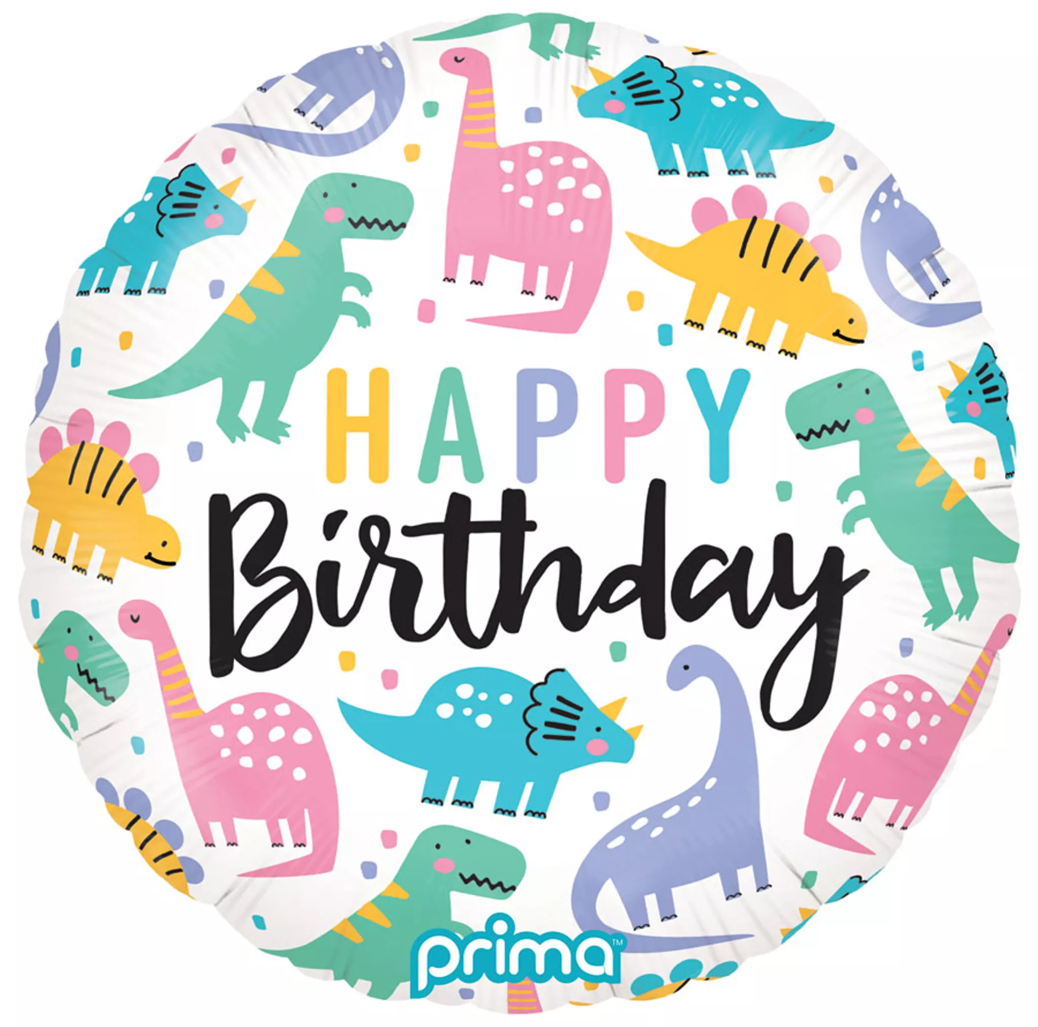 Prima Foil Balloon 18" Round Birthday Colorful Dinos