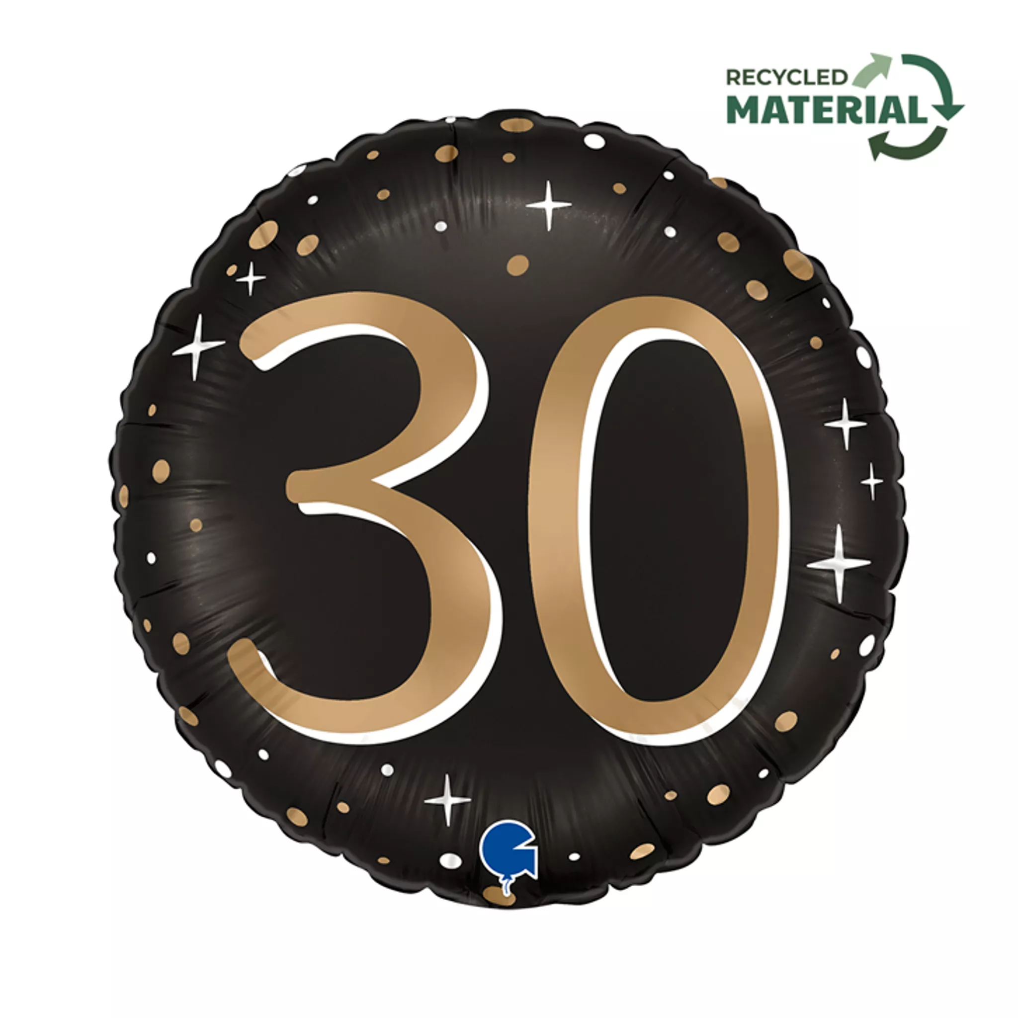 Grabo Foil Balloon Black & Gold Sparkling Age 30 18"