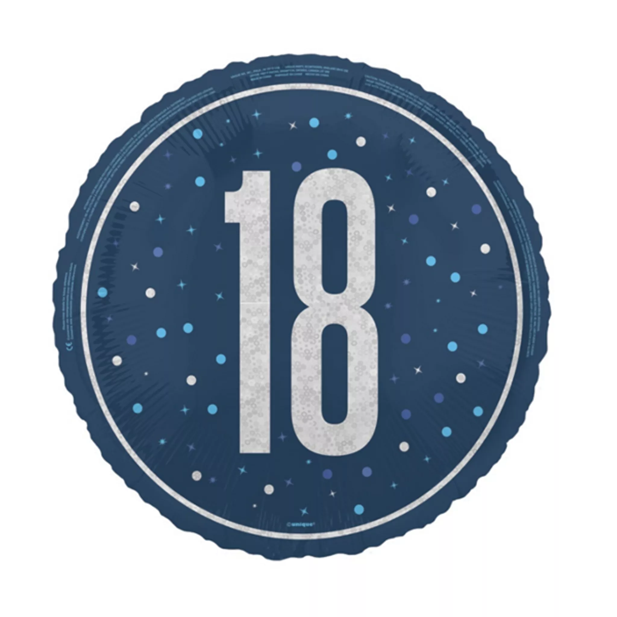 Unique Party Foil Balloon Blue Glitz Age 18 18"