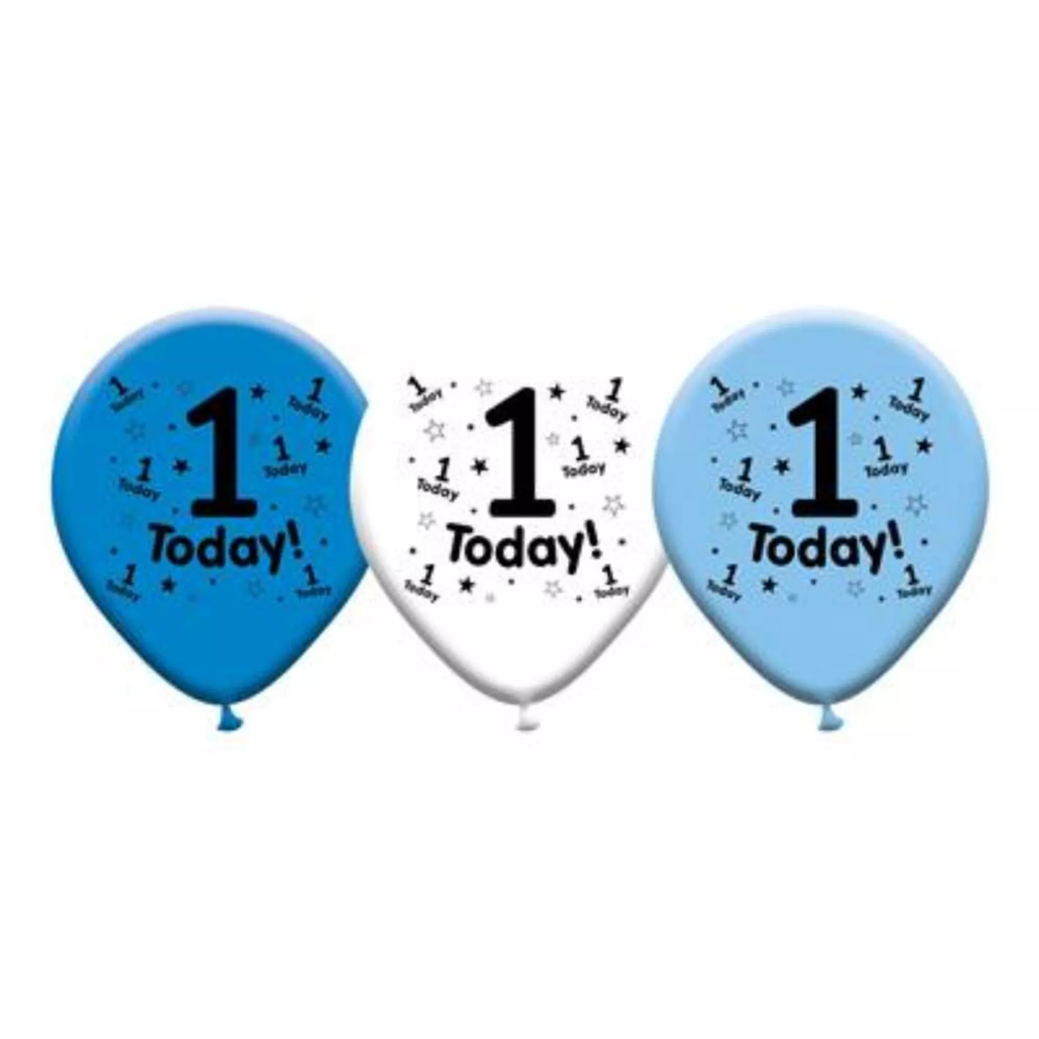 Giftzone 8pk Blue & White Latex Balloons Birthday Age 1