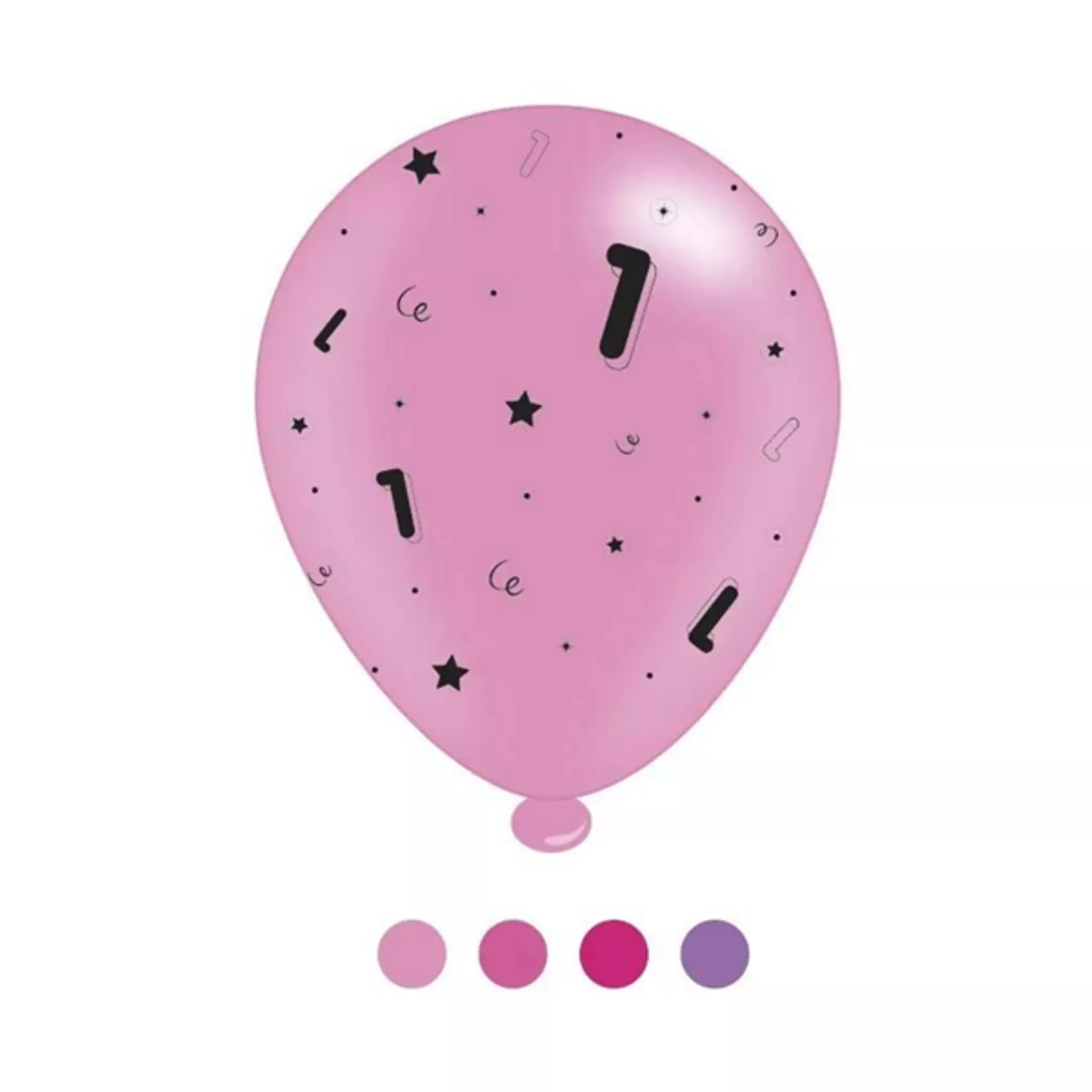 APAC Pink Age 1 Assorted 10" Latex Balloons 8pk