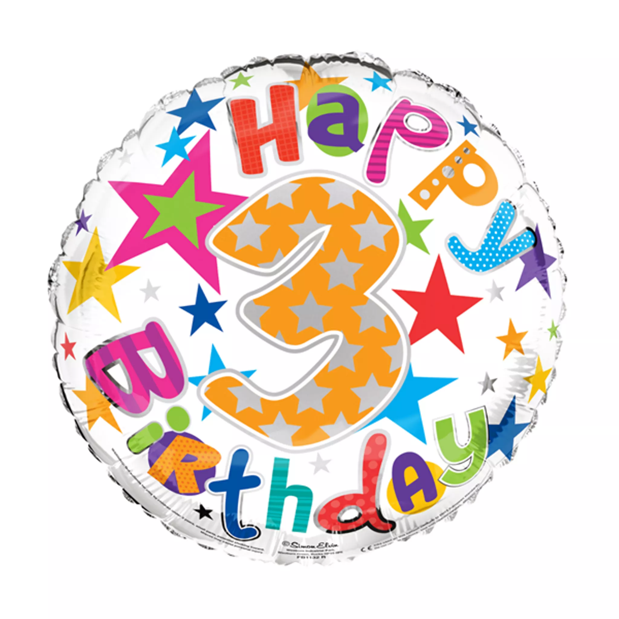 Simon Elvin Age 3 Happy Birthday 18" Foil Balloon