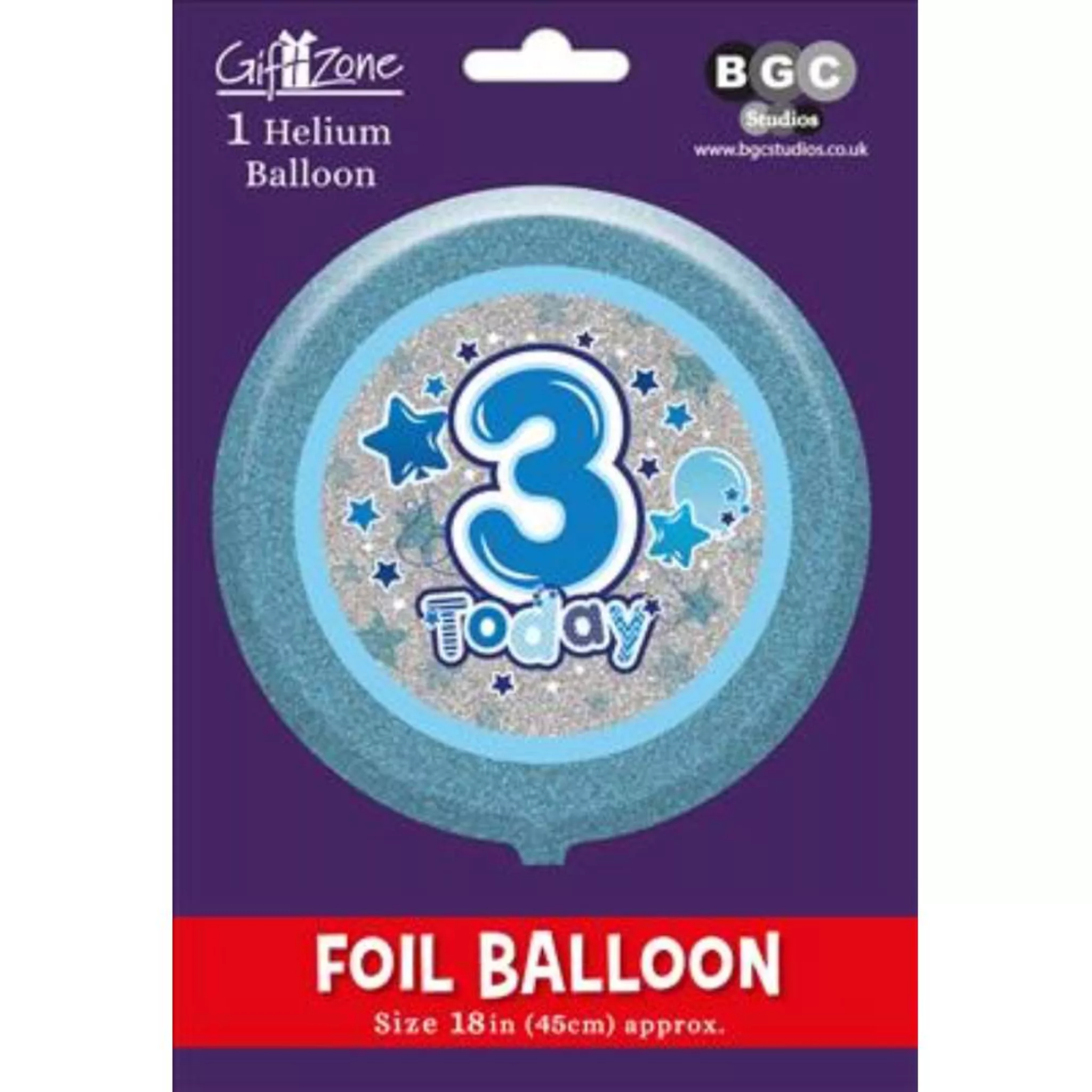 Giftzone Foil Balloon 18" Round Holographic Age 3