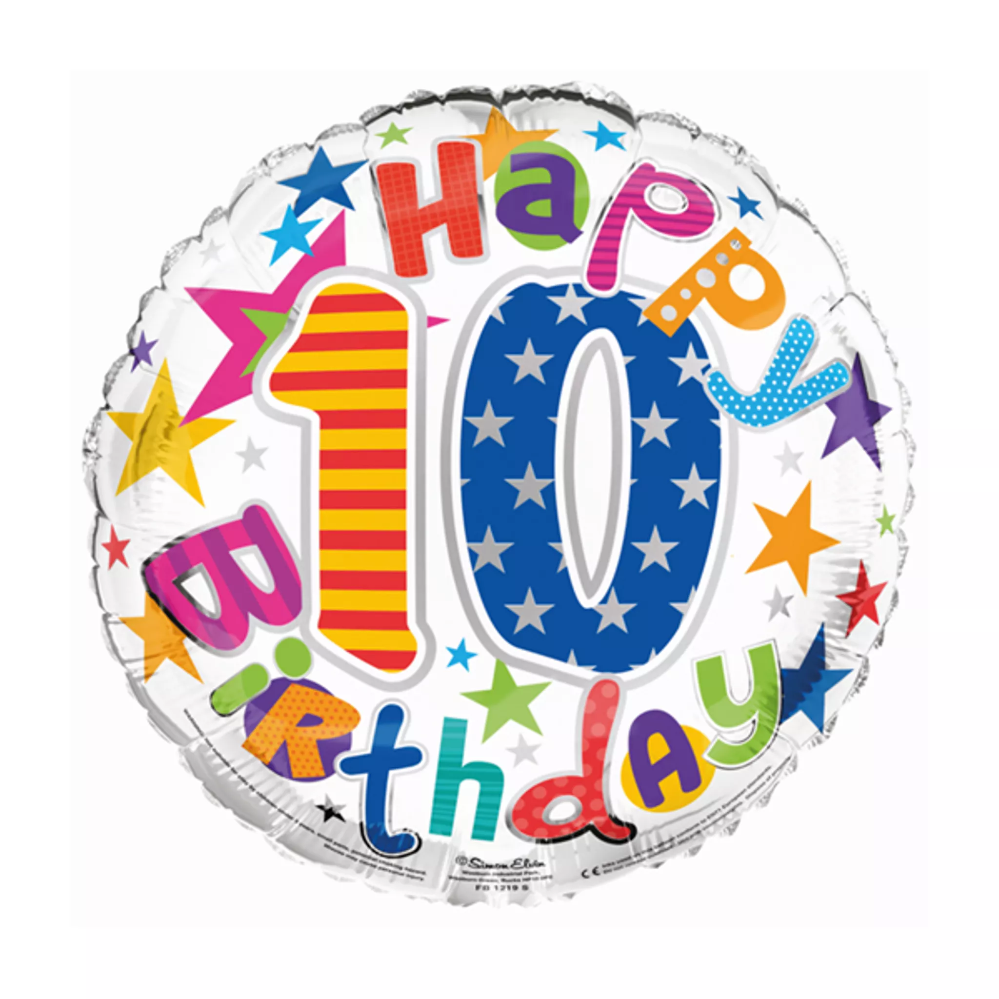 Simon Elvin Age 10 Happy Birthday 18" Foil Balloon