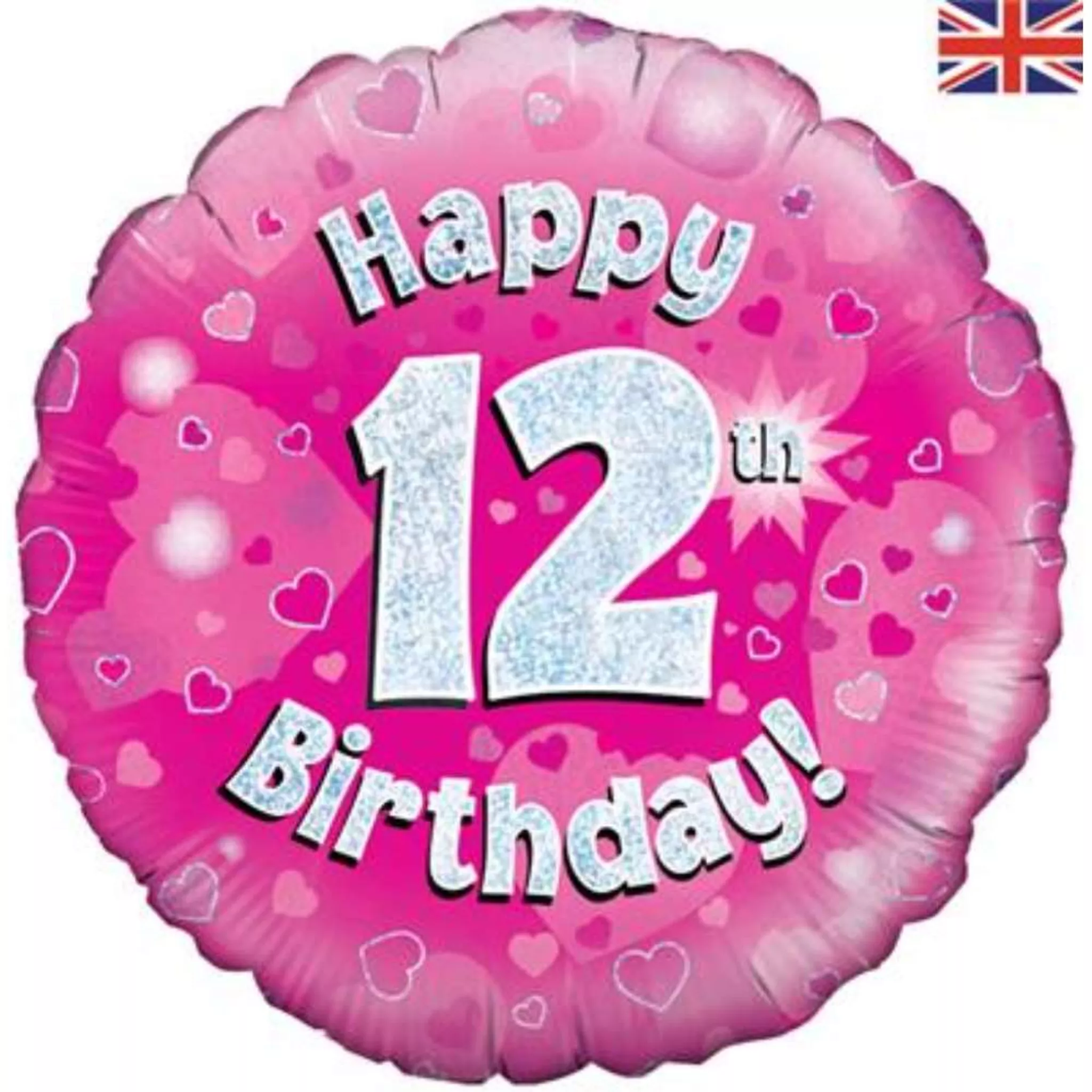 Oaktree 18" 12th Birthday Pink Holographic Foil Balloon