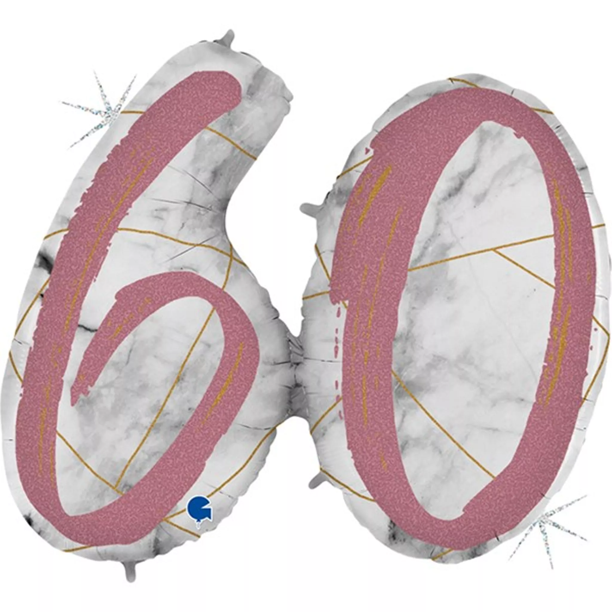 Grabo Foil Balloon Rose Gold Marble Age 60 36"